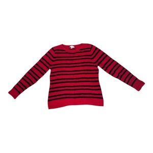 Red and Black Striped Women's Sweater | M